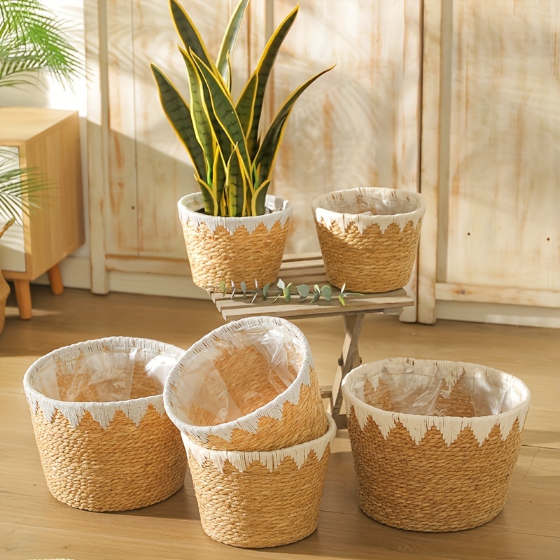 1pc bohemian style seagrass woven planter baskets extra - Temu