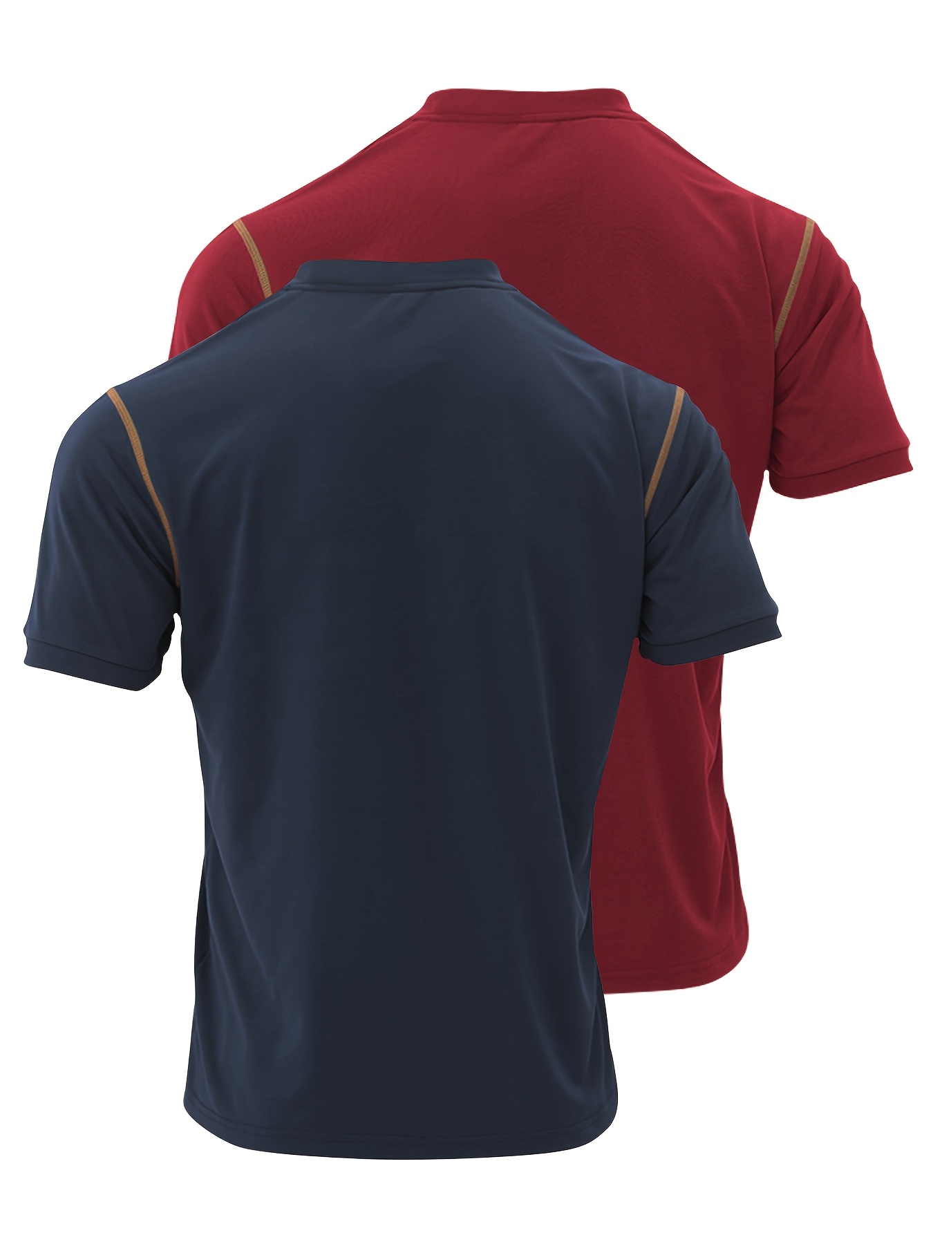 Conjunto de duas peças casual para homem, camiseta, camiseta de manga curta com decote em V e detalhes de botão, camiseta desportiva ajustada.