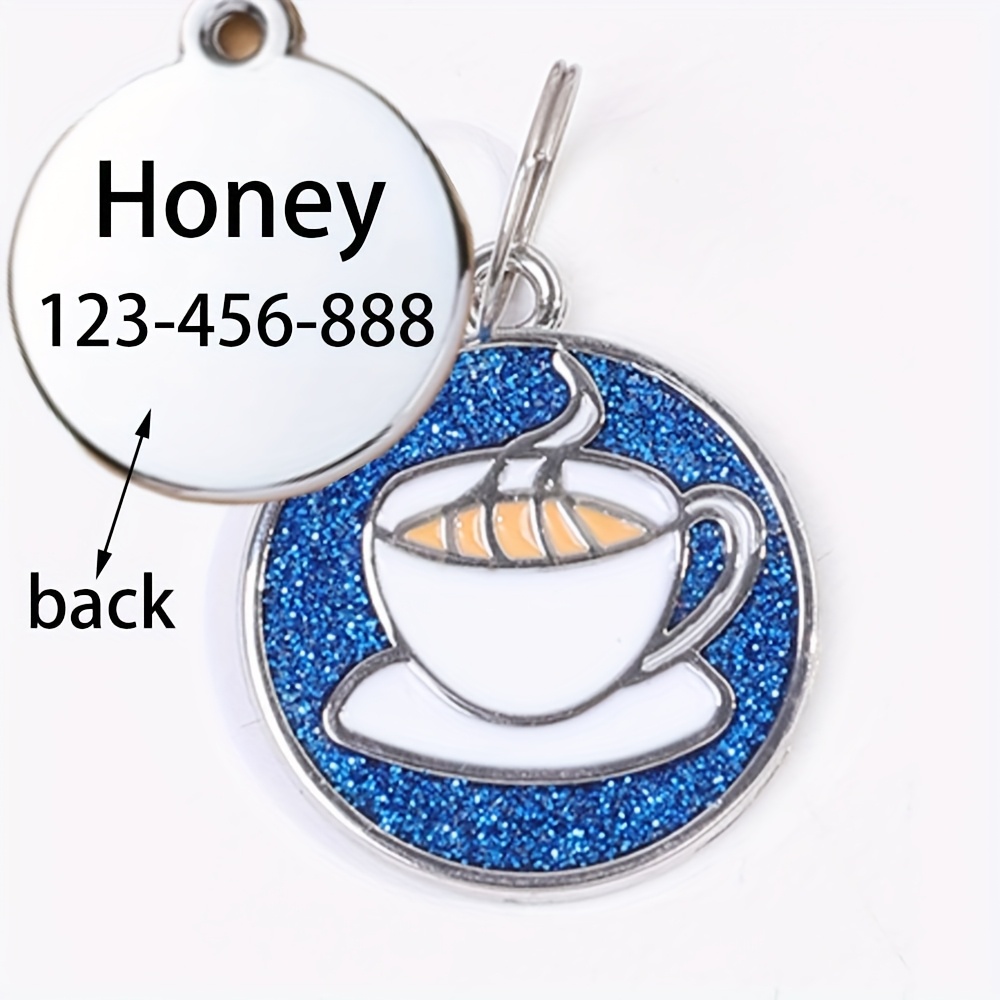 Customizable Coffee Cup-Themed Dog Tags