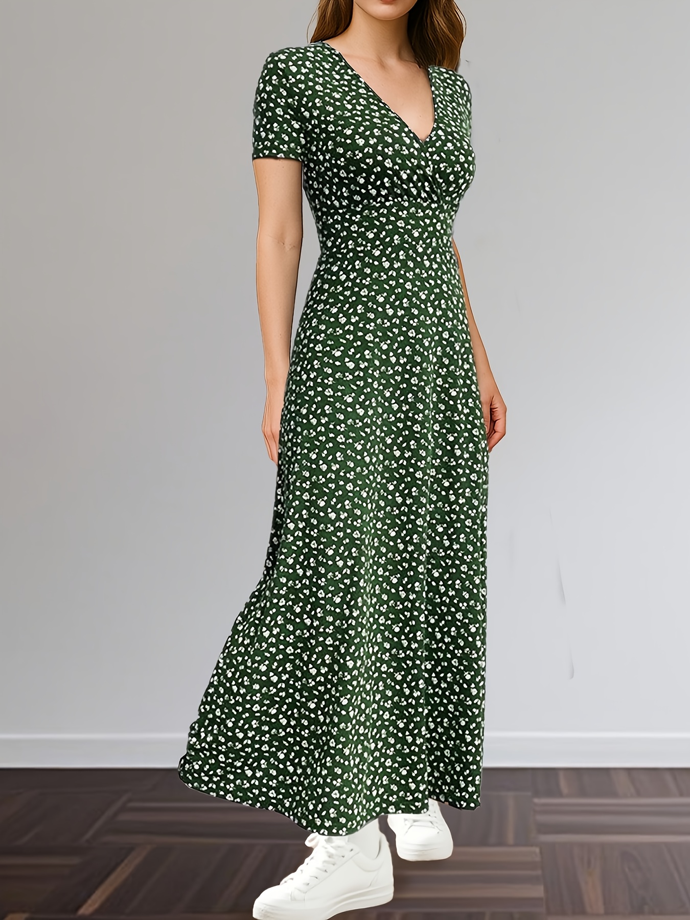 plus size printed v neck casual holiday dress temu - Temu