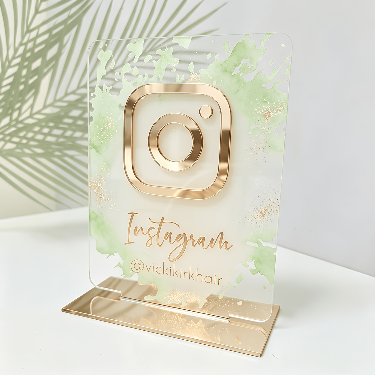 TEMU Placa de Decoración de Escritorio Diseño Negro y Dorado Dorado Cuenta de Estudio Propietario Personalizada, Adecuada para Salones de Belleza,
