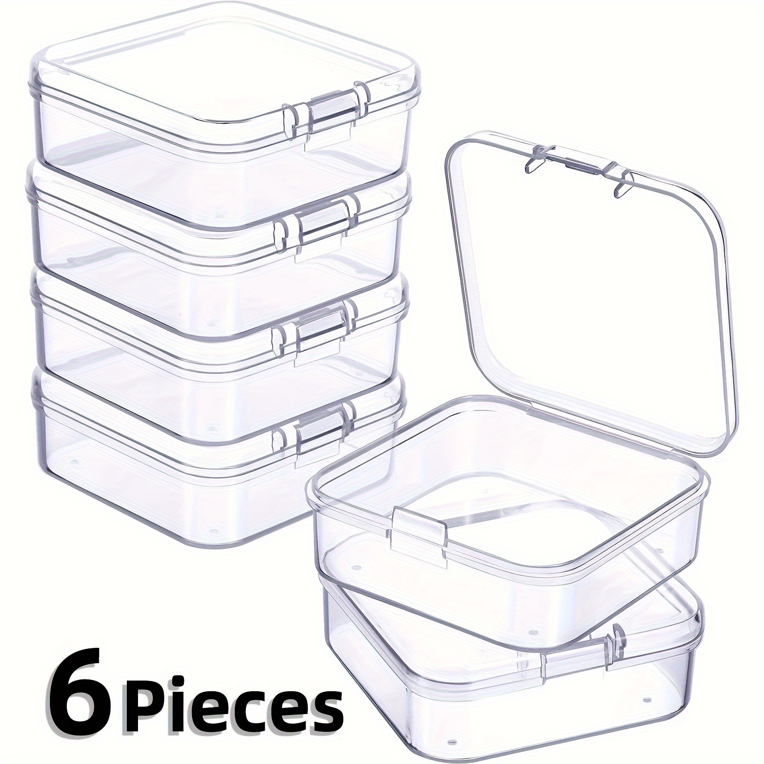 Mini Clear Storage Box Plastic Containers Lid Rectangle Box - Temu