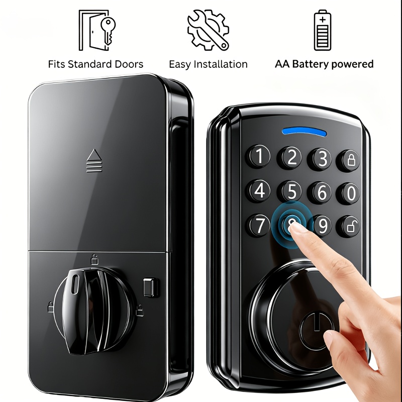TEMU Smart Keypad Deadbolt Lock, To Unlock: App/password/key, Keyless Entry Door Lock, Electronic Door Lock For Home And Office Security