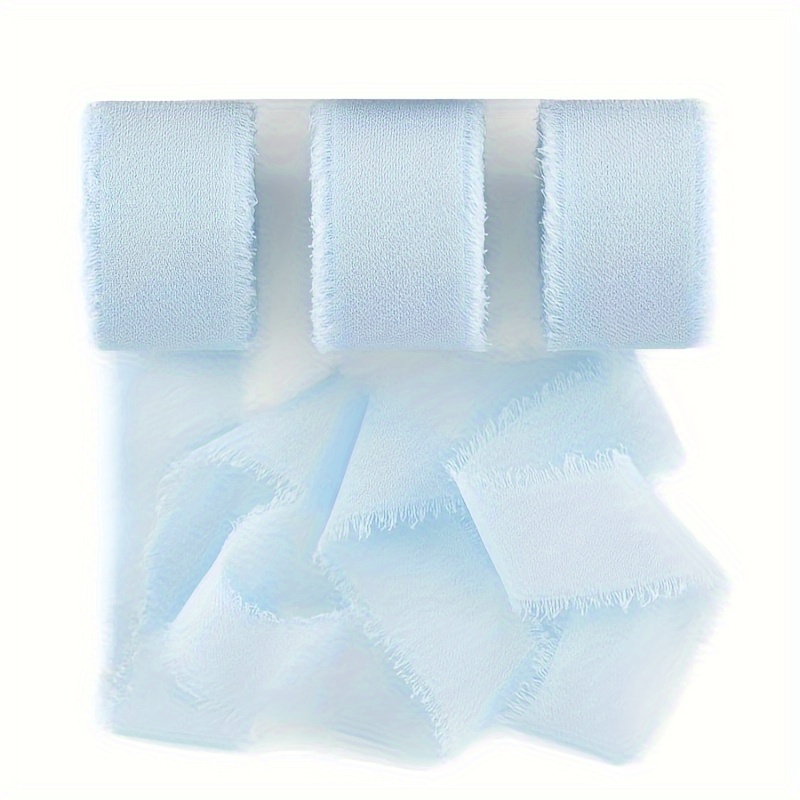 TEMU 3 Rolls Of Sky Blue Chiffon Ribbon, Measuring 1.57*196.85 Inches Per Roll - Polyester Fabric Gift Ribbon With Ruffles, Suitable For Party