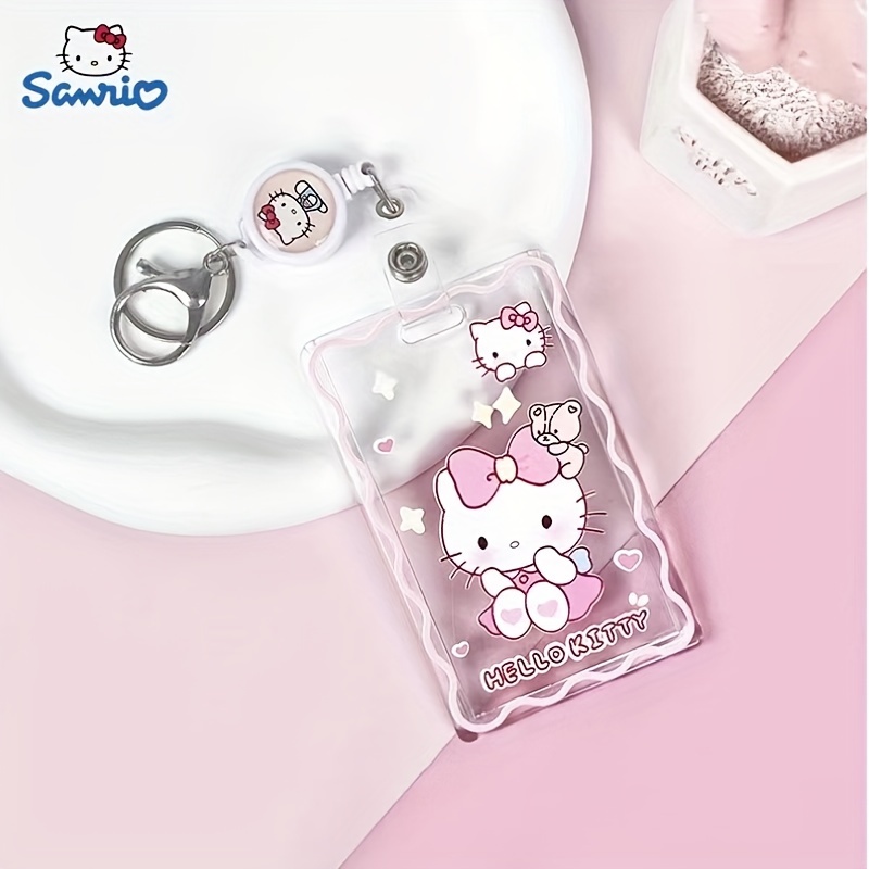 Cat,pc My Melody Pompompurin Pochacco Telescopic ID Badge Holder Keychain Acrylic Badge Reel Name Tag Clip, Cute Retractable ID Card Holder for