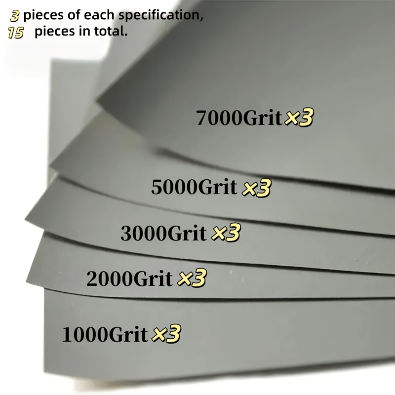 TEMU 25pcs/15pcs Wet Sandpaper Set 1000-7000 Grit - , Compatible With Belt And Polishers, Suitable For Wood, Metal, Plastic, Composite Materials,
