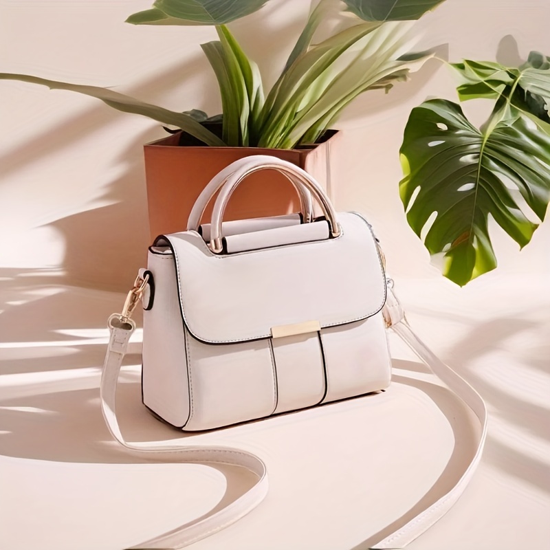 Elegant Messenger Bag for Women, Lightweight Solid Color Crossbody with Removable Strap, Magnetic Closure, Polyester Lined, Alloy Handle, Large Capacity Shoulder Bag