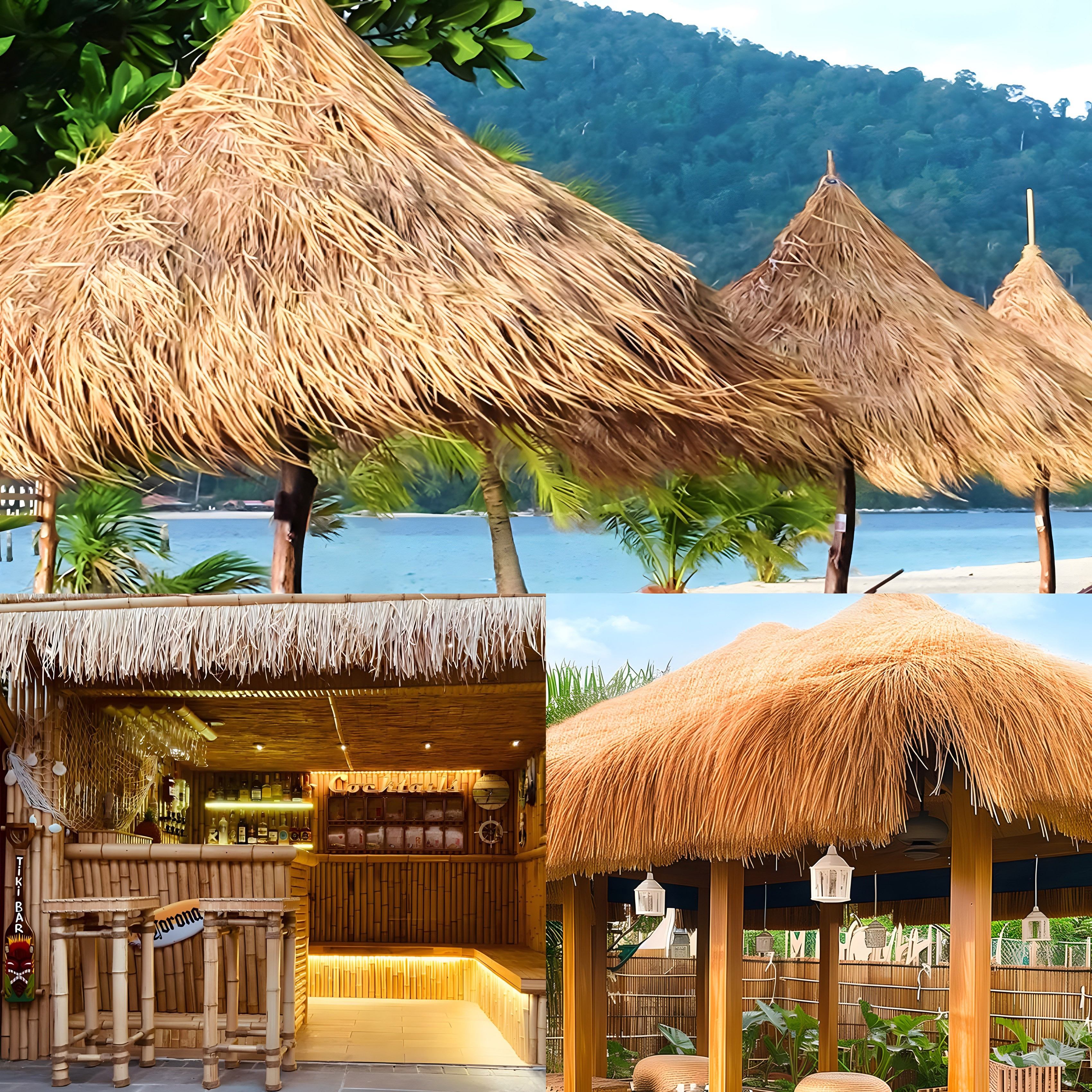 INOOMP Synthetic Thatch Roof Roll – Mexican Style Artificial Palm Thatch, Tiki Hut Decor For Gardens, Bars & DIY Projects