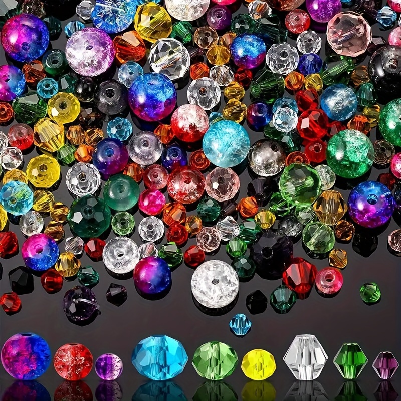 

Lot de 300 perles en verre de couleurs variées, perles lâches faites à la main, perles en cristal pour la création de bijoux, adaptées à la fabrication de bracelets, colliers et boucles d'oreilles.