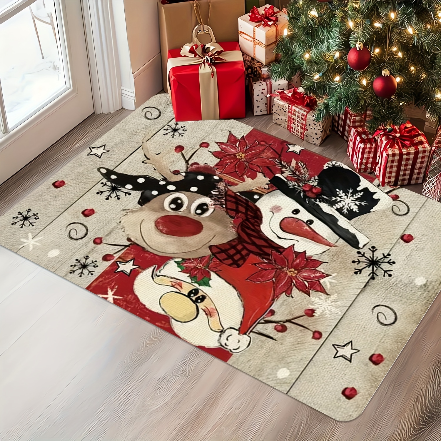 

Christmas - Snowman & , & , Stain Area Rug For Decor - For Entryway, , Bedroom, Kitchen,