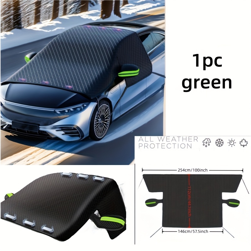 TEMU 1pc Of Oxford Cloth Car Front Windshield Cover For Snow And Sun Protection, Suitable For All , Windproof, Snowproof, And