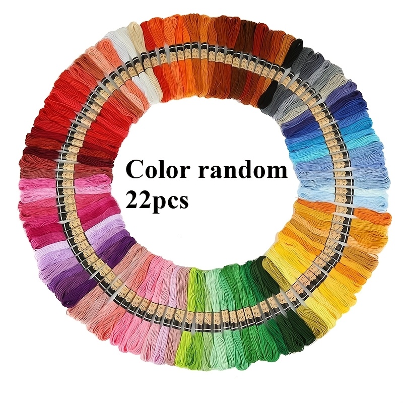 TEMU 22 Strands In Random Colors, Bright Mixed Colors, High-quality Cross- Thread, Suitable For Handicrafts And Sewing Kits, Smooth Texture Hand