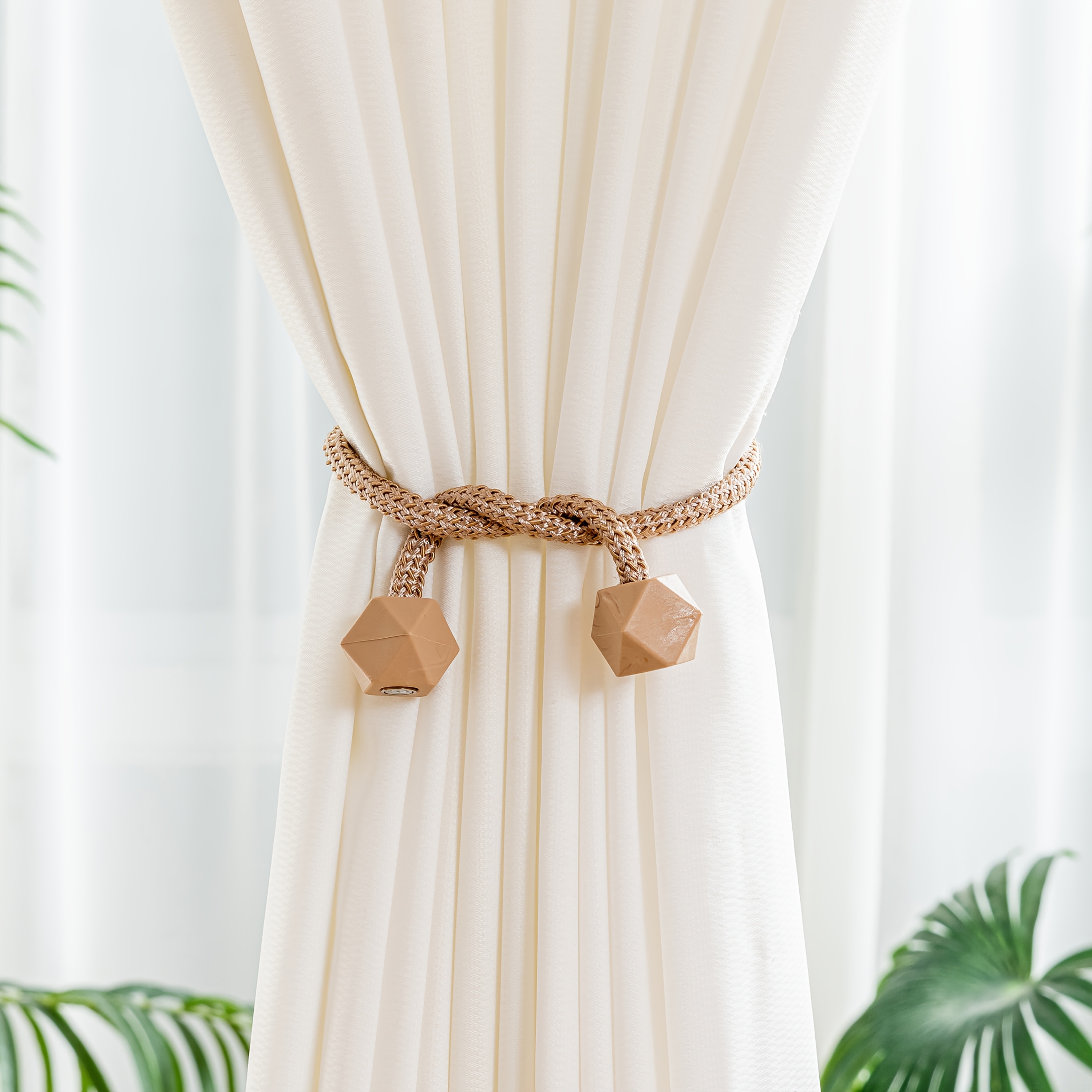4pcs Modern Magnetic Curtain Tiebacks - Adjustable, Strong Hold for Bedroom & Living Room Decor
