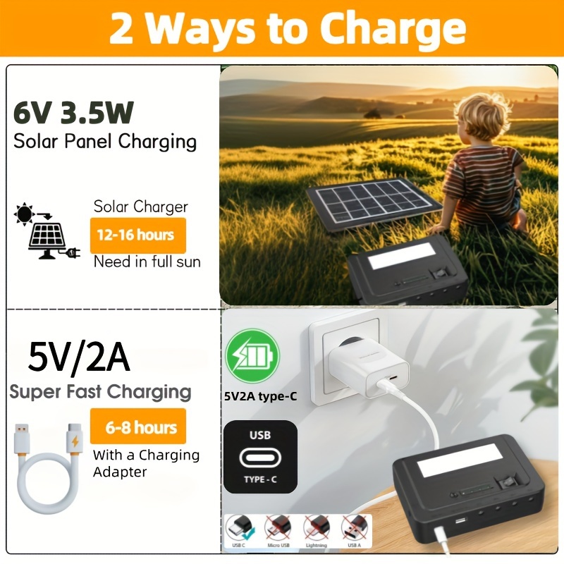 NITEK 9000mAh Solar Generator Kit - Portable, Rechargeable Energy System with USB Charger & LED Light, Durable PET Material - Ideal for Outdoor and Home Use