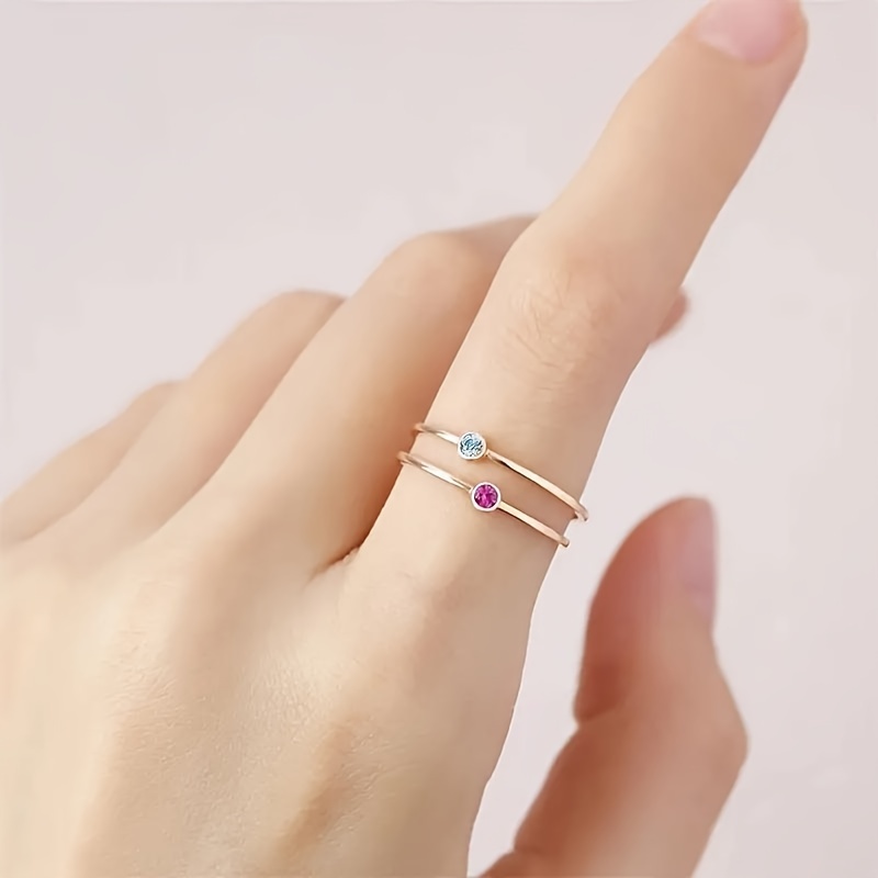 Stainless Steel Rhinestone Small Ring with Cubic Zirconia