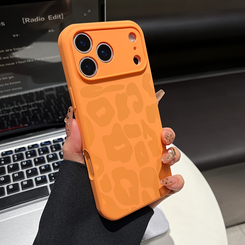 TEMU Phone Case - Leopard Print Liquid All-inclusive Protective Case, Suitable For Iphone 17pro 15 14 13 Pro , Protection, Anti-yellowing, Retro