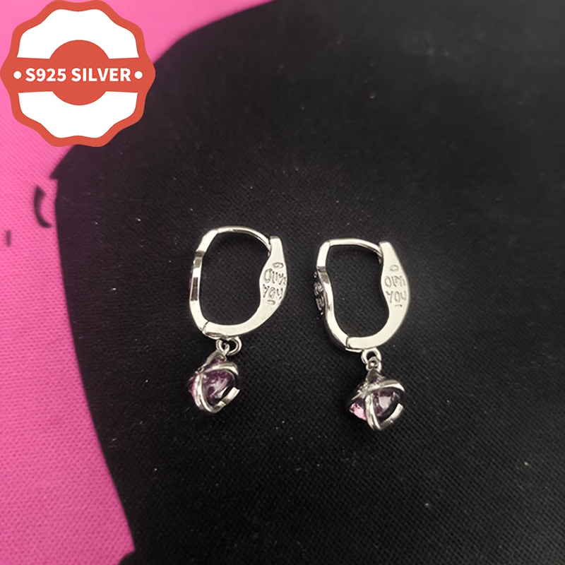 TEMU 925 Hypoallergenic Mysterious Purple Letter Ear Cuff For Women, Trendy Light Luxury Niche Design, High-end Versatile Earrings, Gift For Seasons,