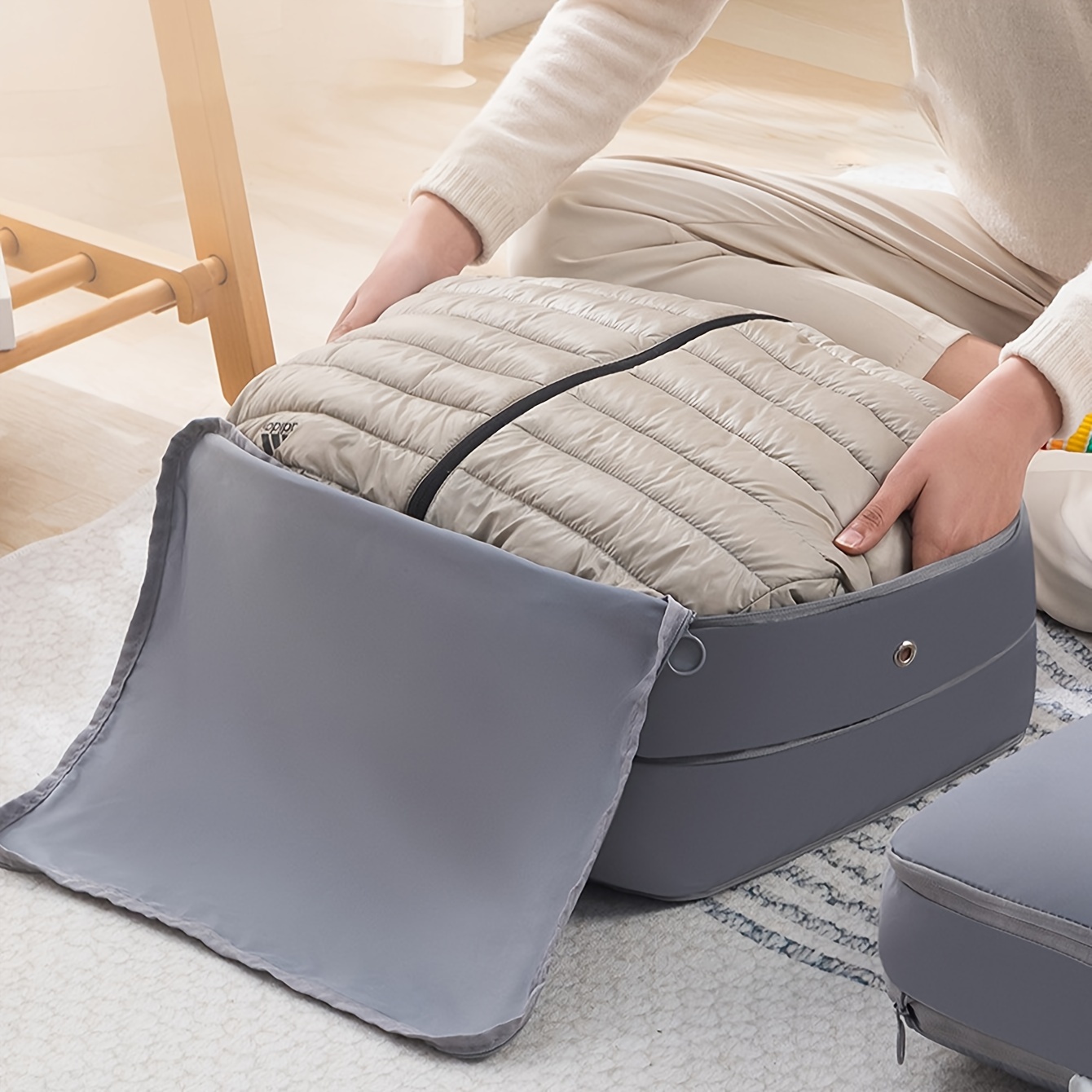 TEMU Travel Packing Cubes, Self-expanding Space Saver Bags, Durable Organizer For Blankets, Bedding, Travel Accessories - Portable & Heavy-duty