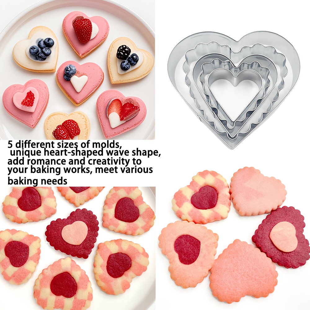 5pcs set heart shaped biscuit cutters stainless steel pastry cutter set love biscuit molds baking tools kitchen accessories Product details 0