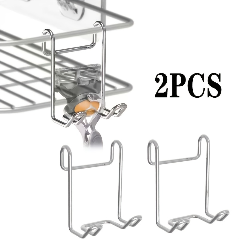 TEMU 2pcs Shower Basket Shelf Hooks, Hanging Additions, Suitable For Wall-mounted Shower Caddy Attachments, Can Store Loofahs, Razors, Body Brushes,