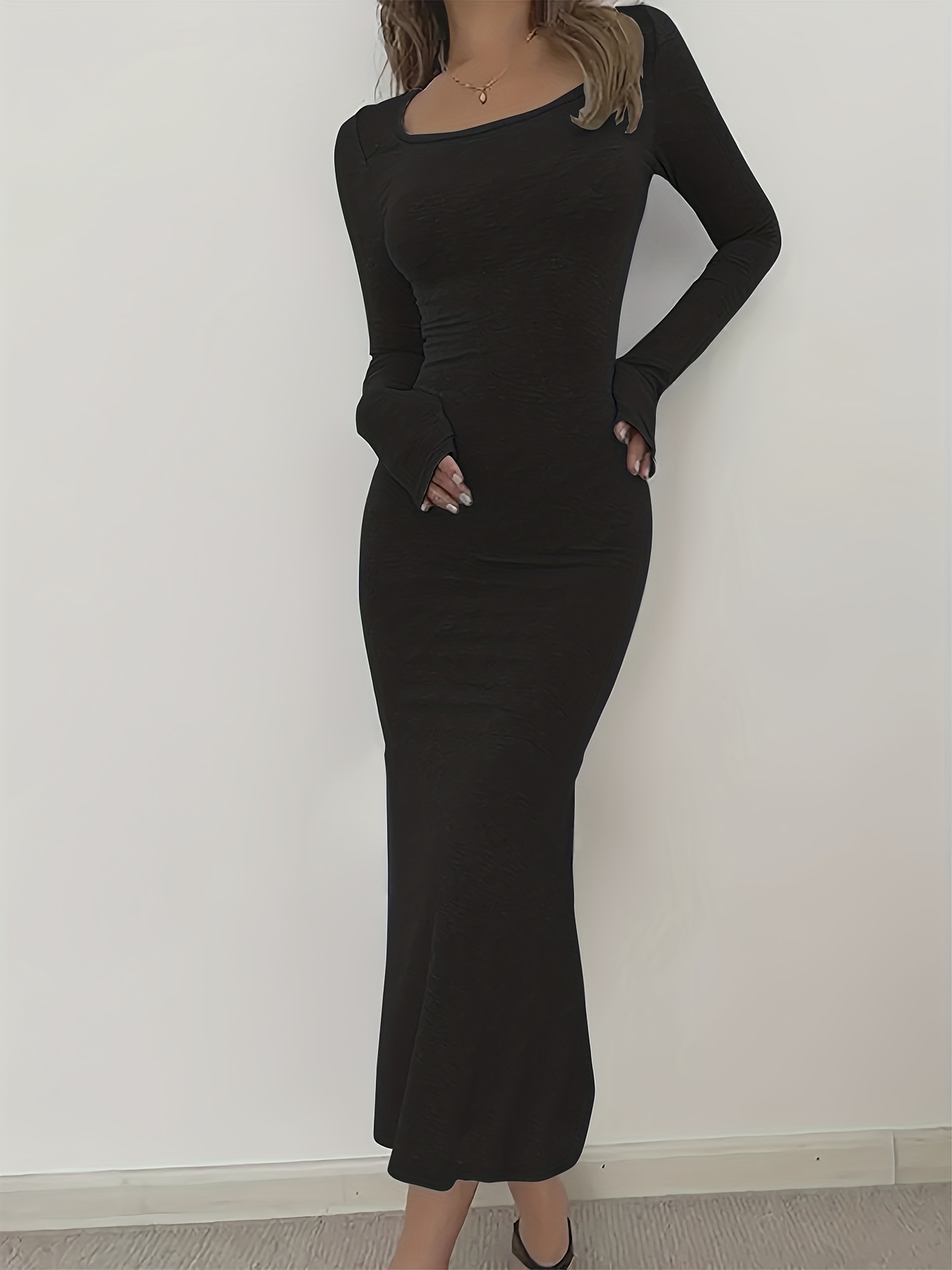 tight fit midi dress Basically Black Fitted Midi Dress Large / Black