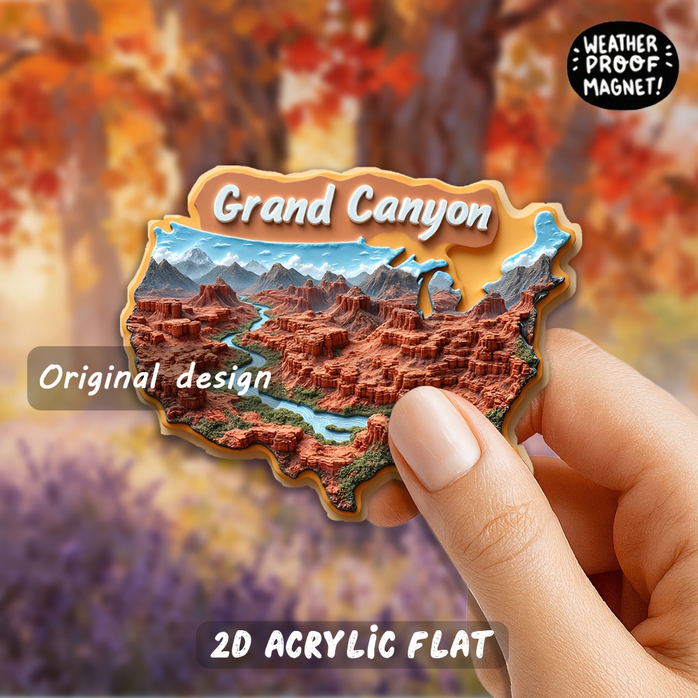 TEMU [ ] 2d 2d Flat Acrylic Refrigerator Magnet, Celebrating 's Day And Easter, Featuring A Map Of The United States, Showcasing The Grand Canyon