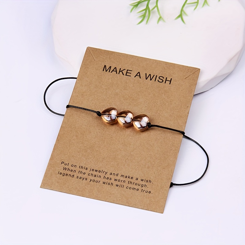 Adjustable Heart Charm Strand Bracelet for Men and Women
