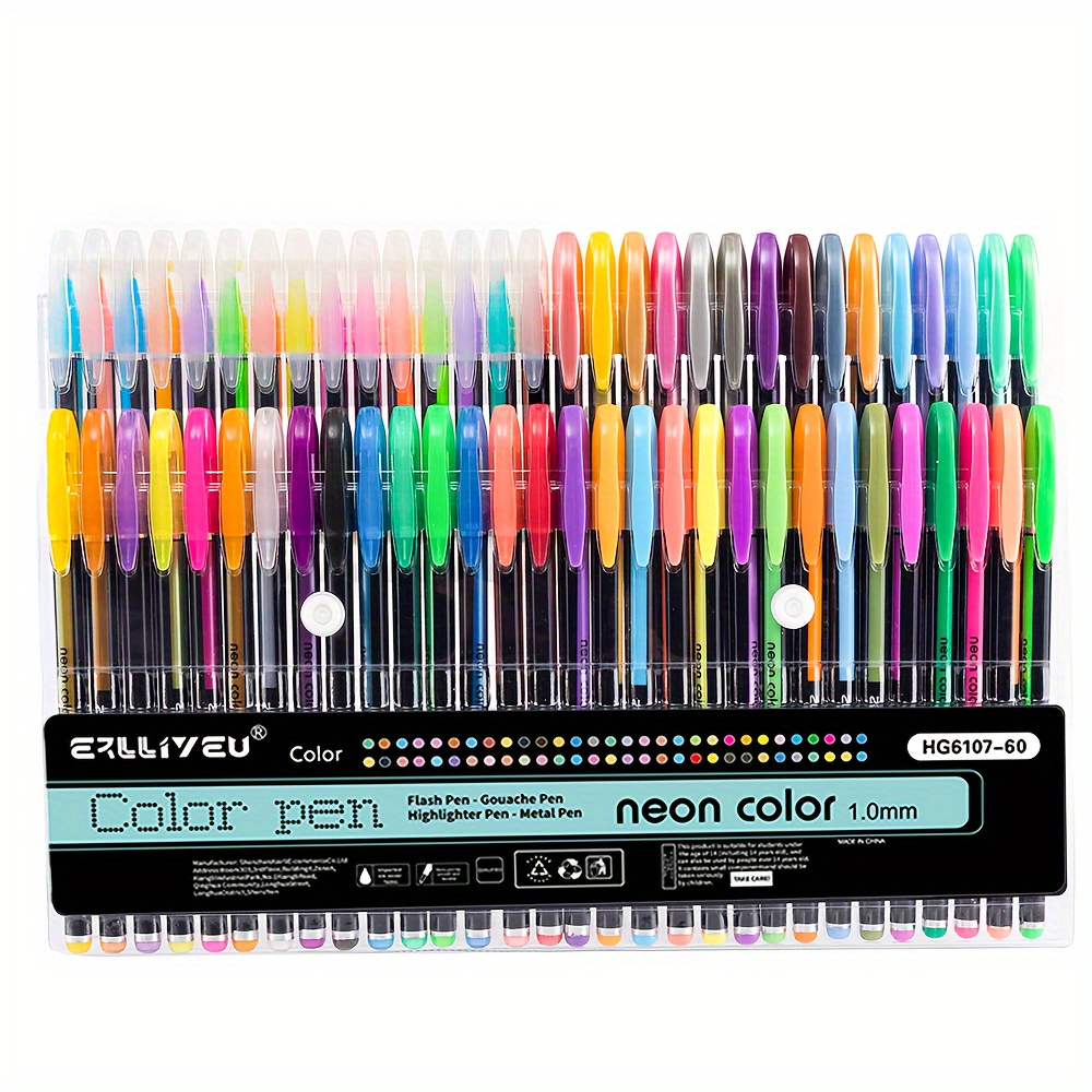 

Glitter Gel Pens, 60 Color Glitter Pen Set For Making Cards, Neon Glitter Gel Marker For Adult Coloring Books, Journaling Crafting Doodling (metallic*15, Neon*15, Glitter*15, Gel-tintenroller*15 )