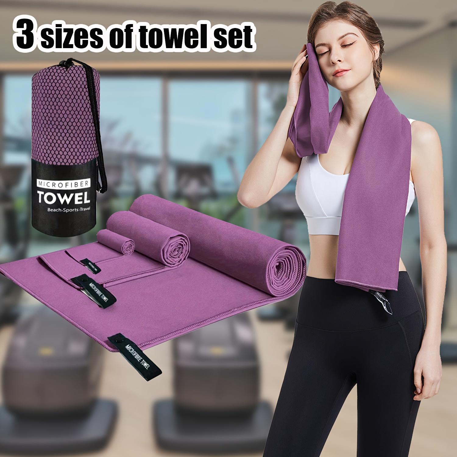 

3pcs/set, Sports Towel, Quick Drying Beach Towel, Portable Soft Towel For Running, Fitness, Travel & Yoga Training