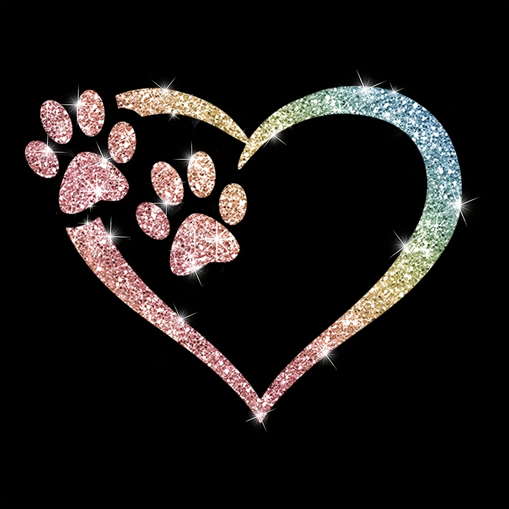 1pc Heart-shaped Dog Paw Car Sticker, Shiny Reflective Decoration Sticker For Car Windows, Home Door And Window Personalized Stickers, Cartoon Stickers For Notebooks, And Motorcycle Stickers
