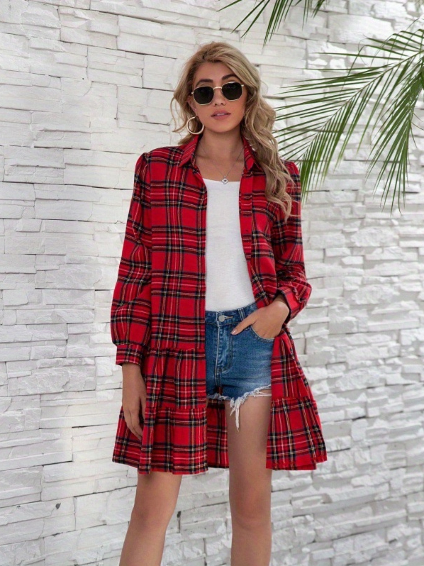 sachin and babi light blue dress Women's Plaid Sleeveless Dresses Casual Loose Fit Tank Maxi Dress with  Pockets Summer Outfits main image 0