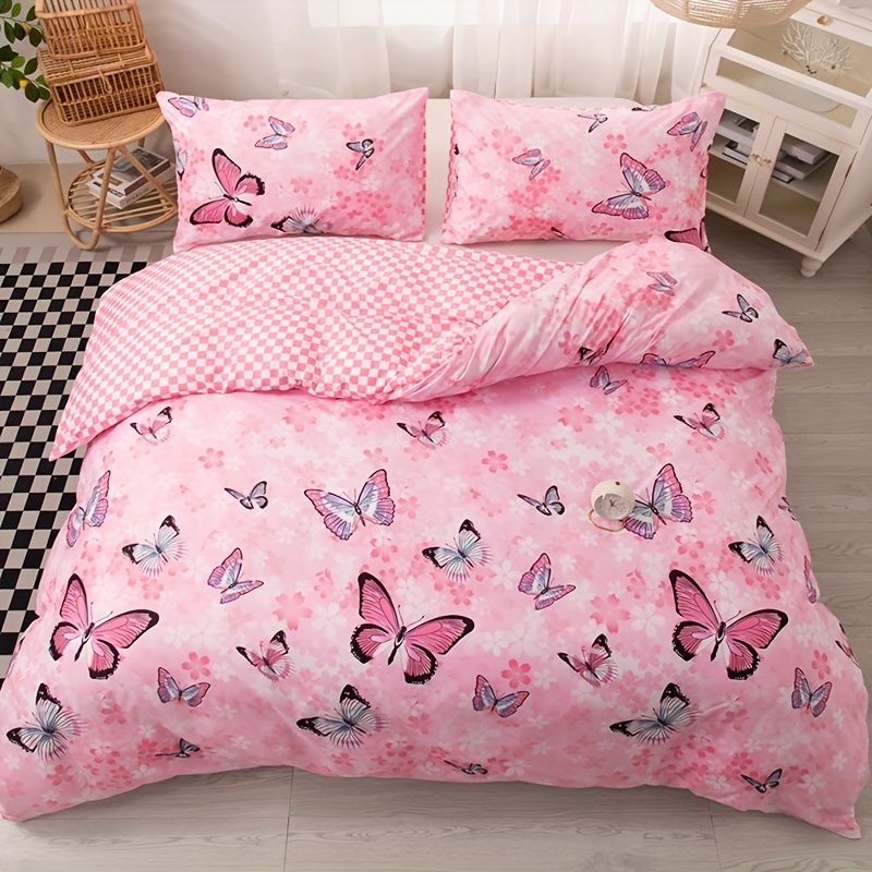 

3pcs Butterfly Print Duvet Cover Set - Soft, Breathable Polyester Bedding For All , Includes 1 Duvet Cover & 2 Pillowcases (inserts Not Included)