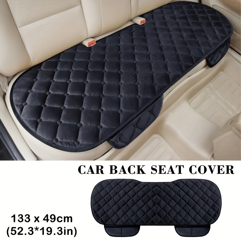 

1pc Plush Fabric Car Back Seat Cover, Quilted Diamond Pattern, Non-slip Rear Bench Seat Protector, Universal Auto Chair Cushion, Car Accessories