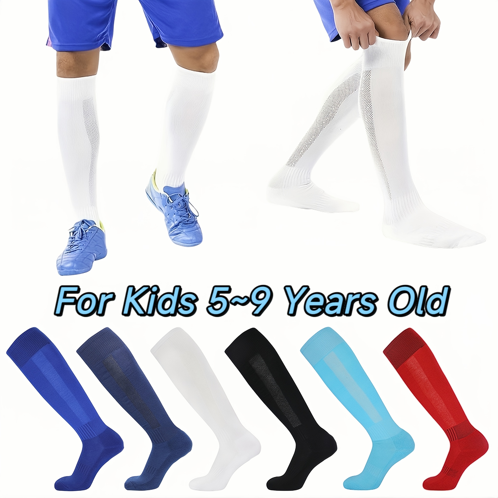 

1 Pair Boy's Soccer Socks, Towel Sole Comfy Breathable Solid Knee High Socks For Boy's Football Training Wearing
