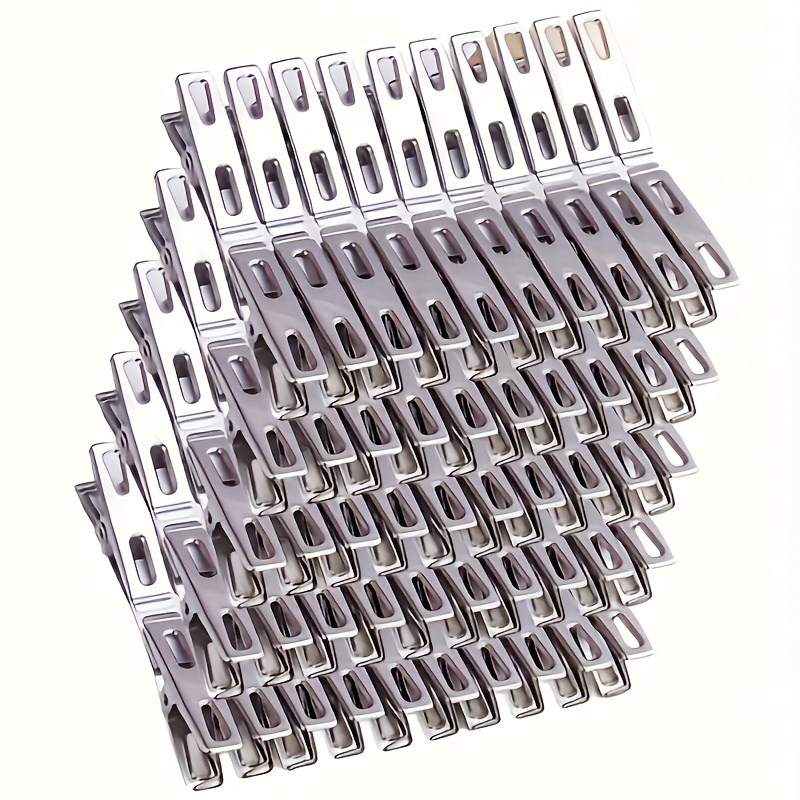 TEMU Pinzas para ropa de acero inoxidable - Pinzas metálicas de resistencia, antideslizantes y antiviento, aptas para lavandería, ropa interior,