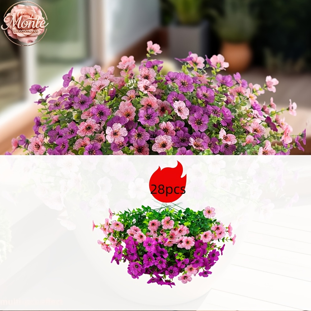 TEMU 28 Bundles (84 Flowers) - Floral Arrangement Artificial Flowers, For Outdoor Spring Decoration, Realistic Silk Daisies, Suitable For Vase