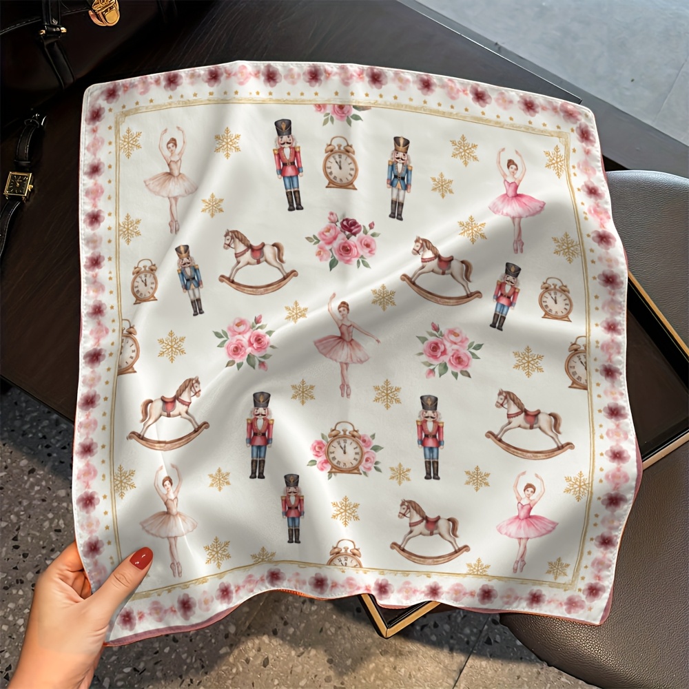 TEMU 1pc Comfortable Holiday Scarf/shawl - Ballet Christmas Decorative, Lightweight And Warm, Dancer Nutcracker Pattern - Ideal For Party Birthday,