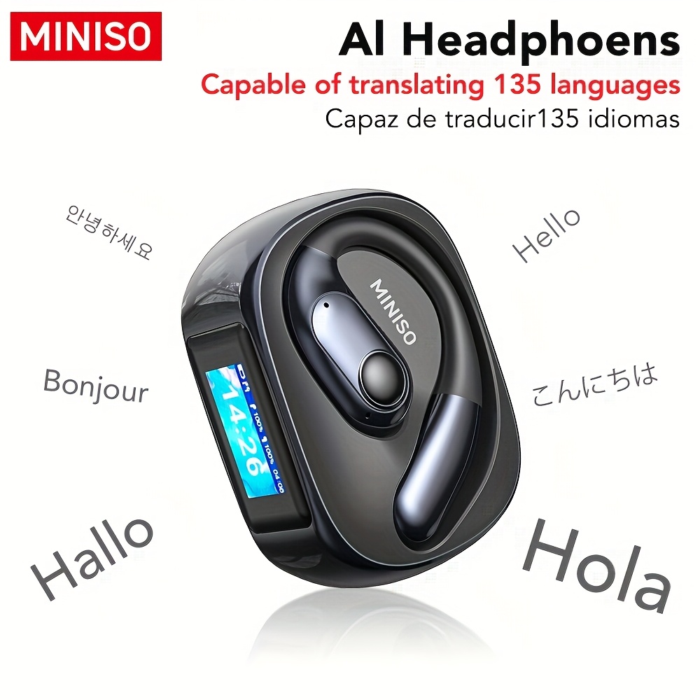 Image of Miniso Ms193 Ai Translation Earphones With Led Touch Screen, Supporting Real-time Translation Of 135 Languages, Long , High-definition Sound Effects