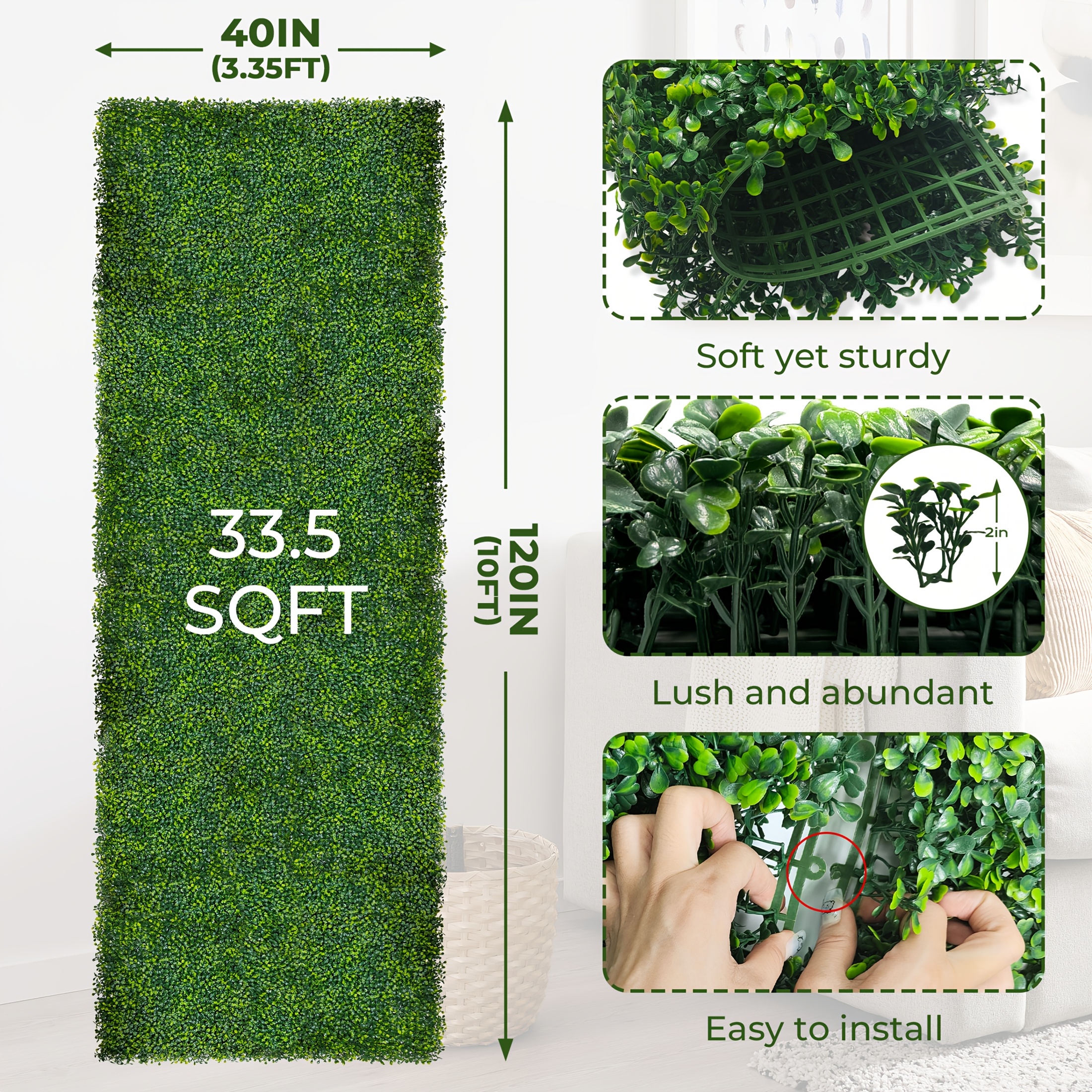 TEMU 4-layer Uv-resistant Artificial Ivy Privacy Fence Panels With Realistic Boxwood Foliage - Uv-anti Suitable For Outdoor/indoor Use,