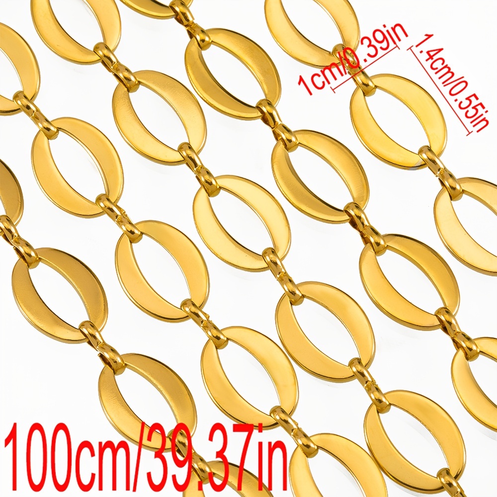 Image of 1 Meter Stainless Steel Hollow Oval Shape Chain For Bracelets Bags Chains Jewelry Making