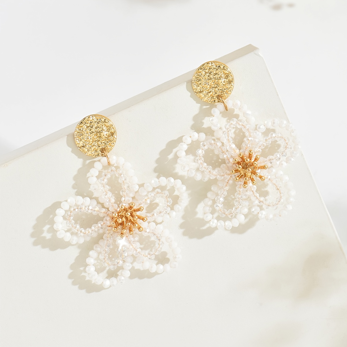 Women's Bohemian Hand-Beaded Hollow Flower Earrings