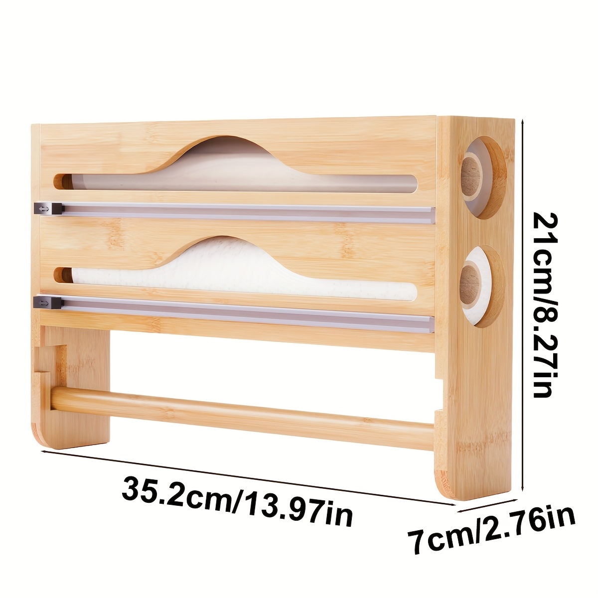 Bamboo 2-compartment Kitchen Organizer With Wall-mounted Paper Towel Holder - Home & Dining Room Storage