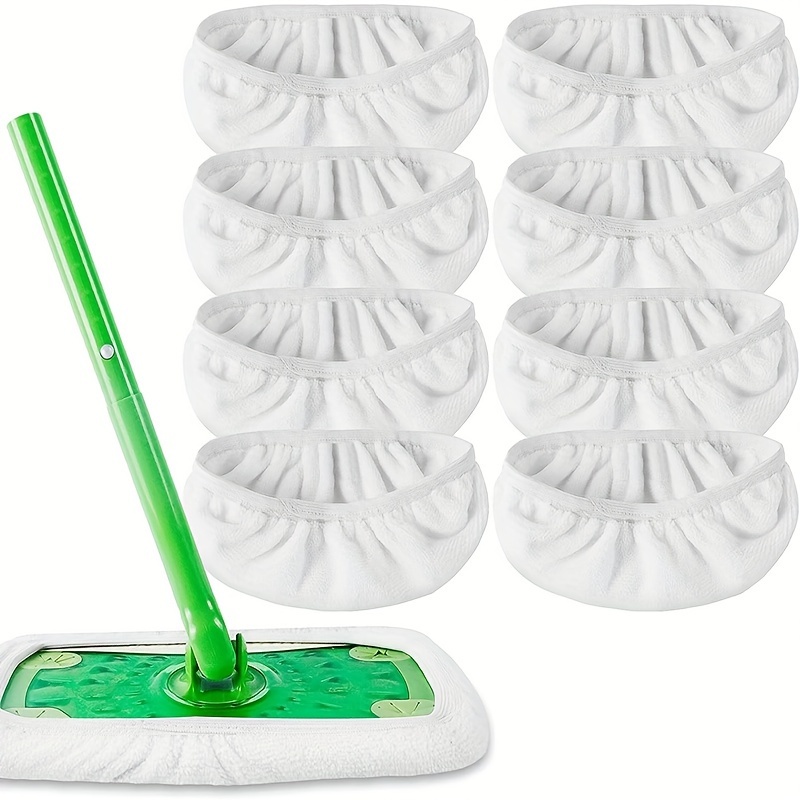 

8pcs Washable Microfiber Mop Pads, Strong Water Absorption, Elastic Reusable Mop Heads For Wet & Dry Floor Cleaning, Home Cleaning Supplies
