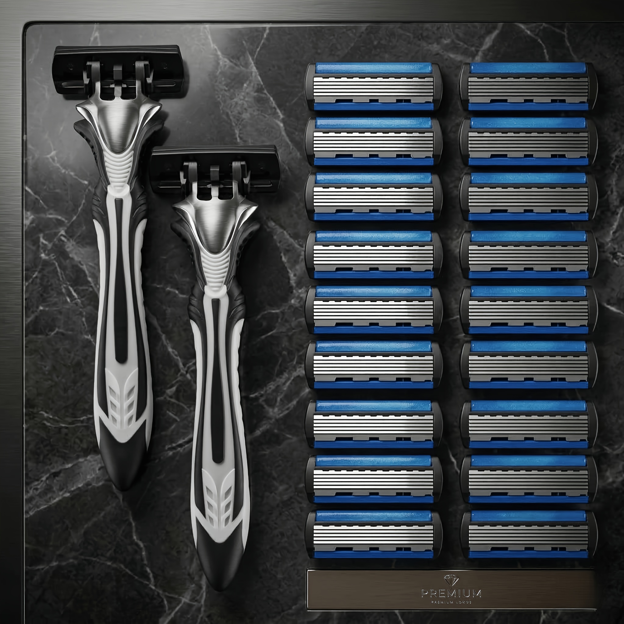 2pcs Handles And 18pcs Replacement Heads, Steel , 6-layer , Smooth Shaving, With 1pc Handle And 18pcs Replaceable Heads, Comfortable Grip, Enough For Long- Use
