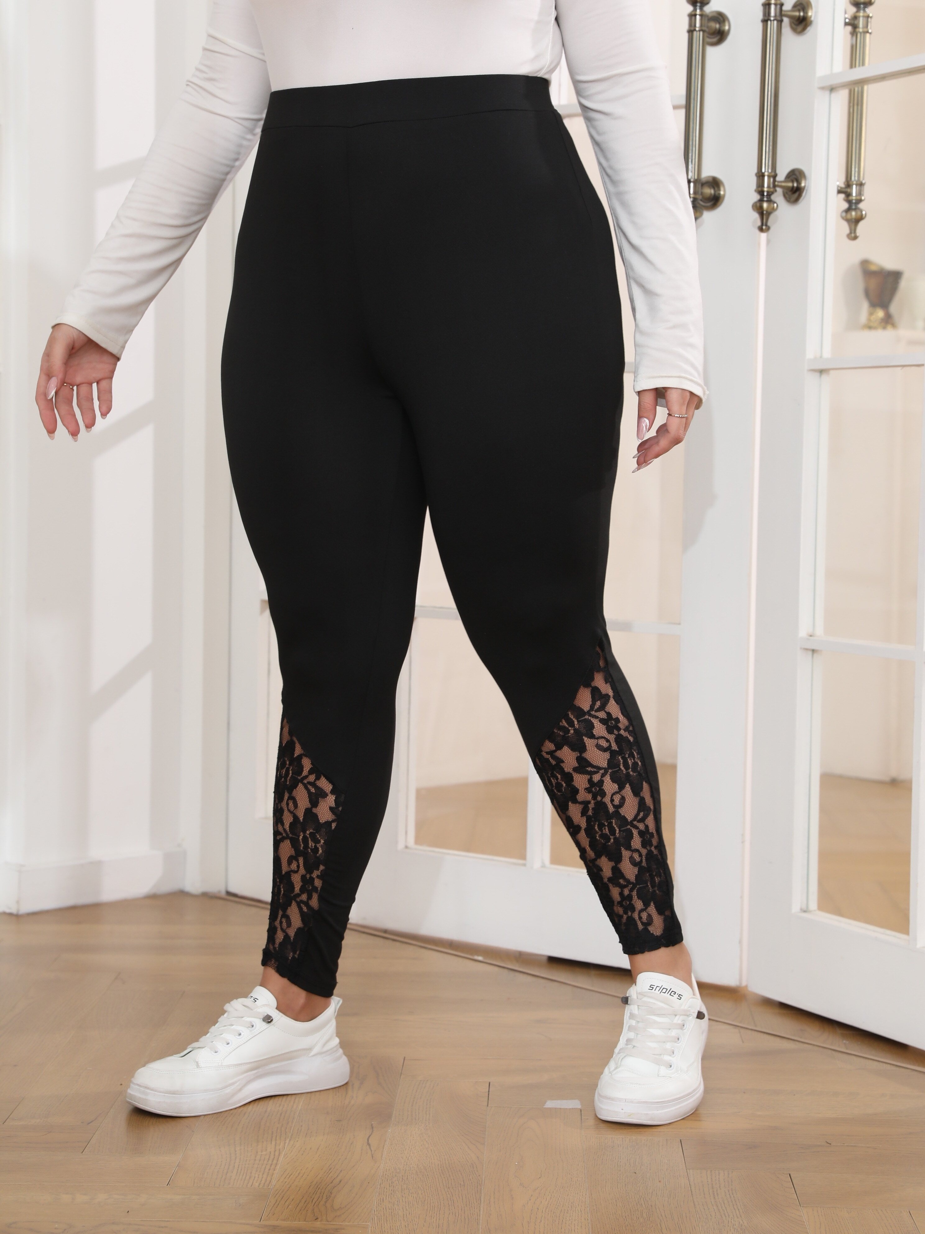 plus size lace stitching skinny leggings casual region name