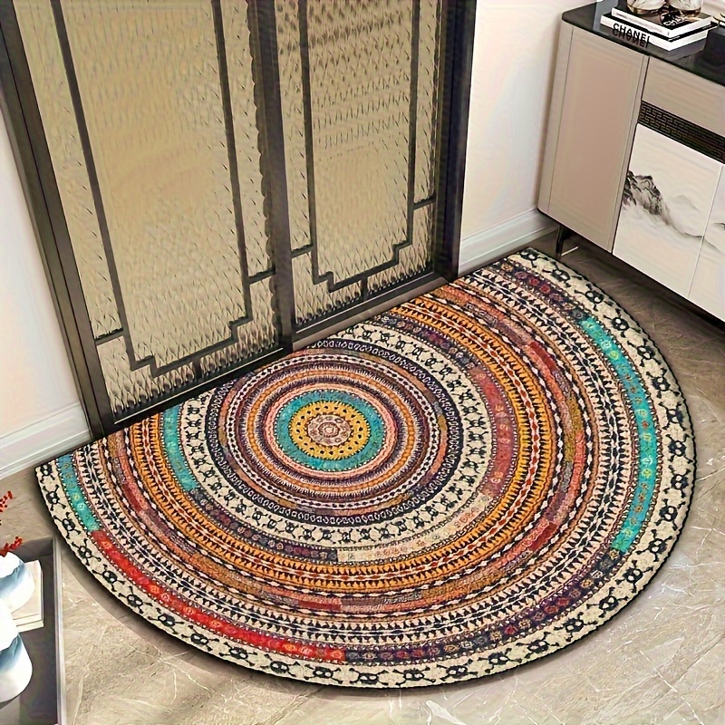

Boho Chic Half-round Area Rug - Non-slip, Machine Washable Indoor Mat For Home & Office Decor, Perfect Farmhouse Gift