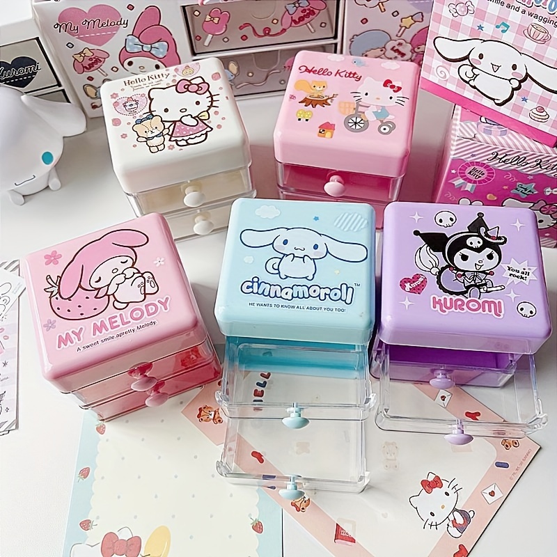 

Sanrio Hello Kitty & My Melody Kuromi Mini Cartoon Cinnamoroll Double-layer Jewelry Organizer - Perfect Gift For Women