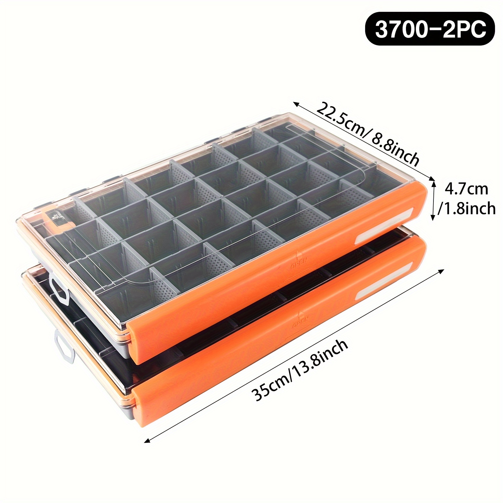Sports 1pc/2pcs Breathable Waterproof Tackle Box With Adjustable Dividers Durable Bait And Accessory Organizer In Orange Size 3600/3700
