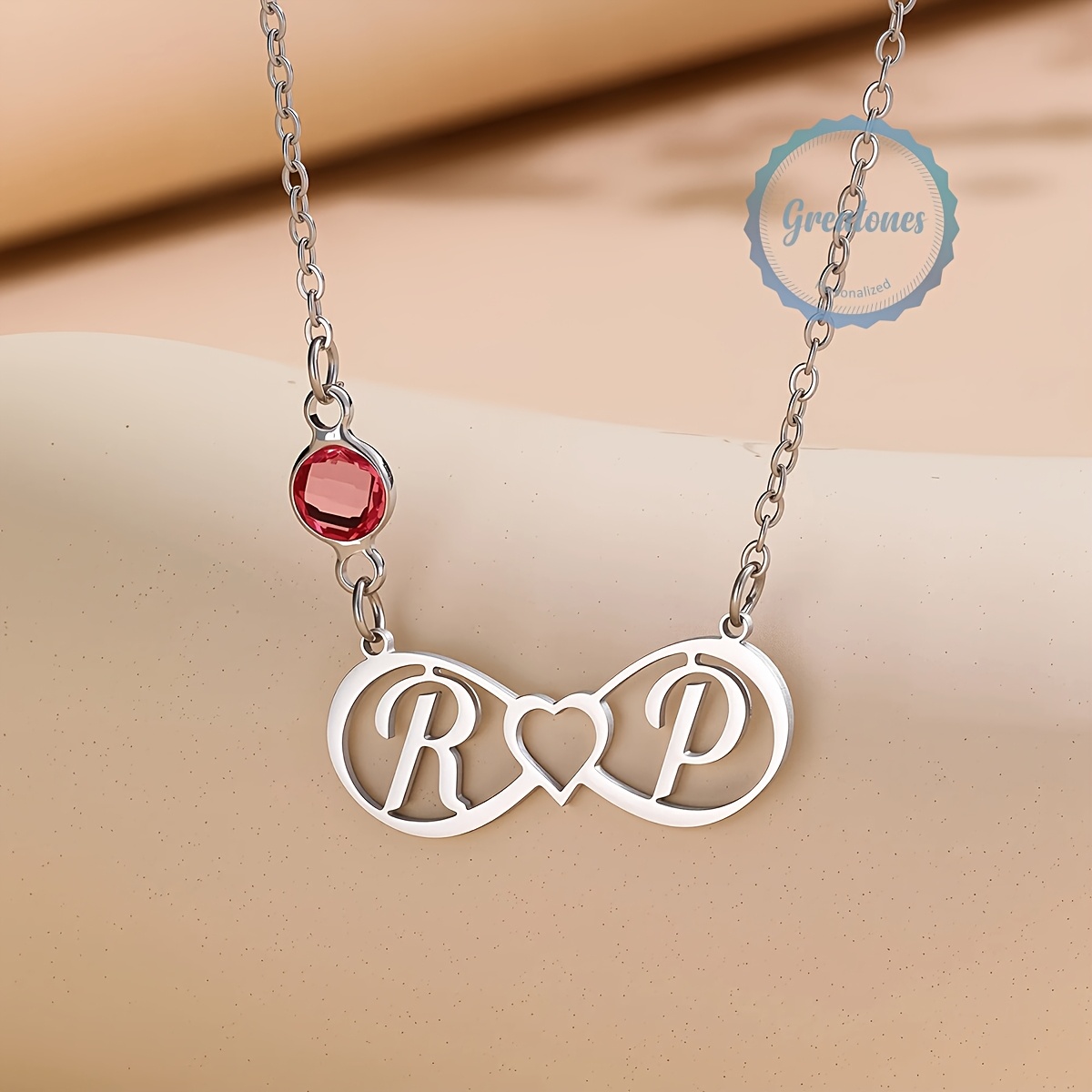 Custom Infinity Necklace with Initials for Couples