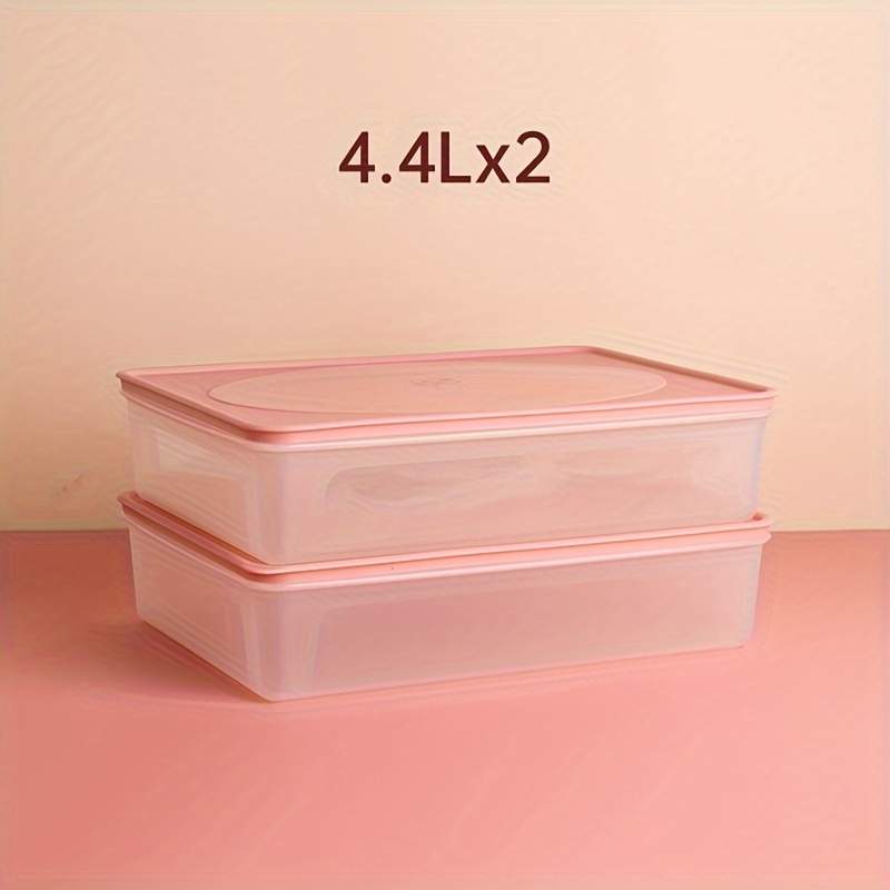 

2pcs Plastic Food Storage Containers With - 4.4l Large Capacity, Reusable Square Containers For Refrigerator Organization, Hand Wash, Bpa-free - Use Without Electricity